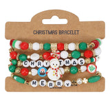 Cwmm10448_Christmas Charm Beaded Bracelet Snowman Tree Gift