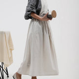 PLEATED THIN LINEN APRON WITH POCKETS VINTAGE_CWMM3309