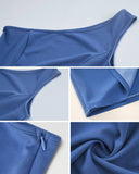 Solid Color One-Shoulder Romper Shorts