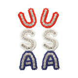 Vintage American Flag Handwoven Earrings
