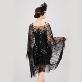 ELEGANT SHEER SEQUIN FRINGE WRAP FORMAL DRESS_CWMM8955