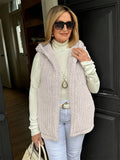Womens Woolen Hooded Vest Sleeveless Coat