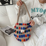 Cwab3896_Plush Crossbody Handbag Shoulder Bucket Bag