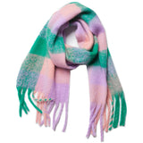 CHUNKY PLAID MOHAIR LOOK SCARF WITH FRINGES_CWASC0119