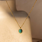 STAINLESS STEEL FASHION NATURAL TURQUOISE NECKLACE_CWMM5699