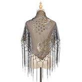ETHNIC CLASSIC PEACOCK TASSEL TRIANGLE SHAWL_CWMM1998