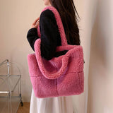 Winter Checkered Lamb Wool Shoulder Plush Bag_Cwab3912