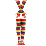 COLORFUL STRIPED KNEE SOCKS AND GLOVES SET_CWMS0309