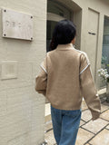 Solid-Color Long-Sleeved Semi-Zipper Sweater