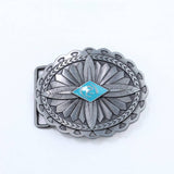 Western Belt Buckle With Turquoise Accents_Cwabe0428