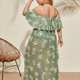 PLUS SIZE RUFFLED THREE PIECE BIKINI SWIMSUIT_CWMW0226