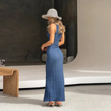 Vacation Sexy Backless Solid Color Tank Dress