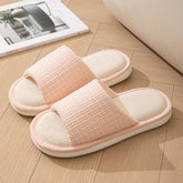 SIMPLE FABRIC INDOOR LINEN SLIPPERS_CWSHS0846