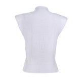 Solid Sleeveless Turtleneck Shoulder Pad Sweater