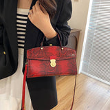 Large-Capacity Snake-Patterned Hand-Held Tote Bag