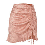 JACQUARD SATIN SKIRT HIGH WAIST ZIPPER HIP SKIRT_CWBSS0403