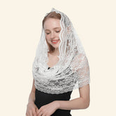 BLACK AND WHITE LACE LADIES WEDDING VEIL_CWMM1988