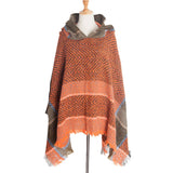 Women Herringbone Pattern Hooded Shawl_Cwasc1202