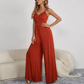 Summer Solid Color Pullover Sleeveless Jumpsuit