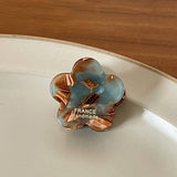 INK BROWN FLORAL MINI HAIR CLAW RETRO BANG CLIP_CWAHA3951