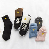 Winter Heart Embroidery Warm Terry Socks_Cwms1002