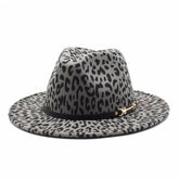 Woolen Leopard Print Jazz Hat Wide Brim Felt Hat_Cwah2606