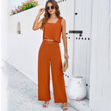 Solid Sleeveless Vest And Pants Suit_Cwstb0514