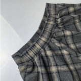 Thickened Retro Checkered Long Skirt