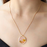 Womens Fashionable Beaded Dried Flower Necklace