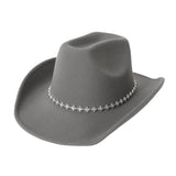 RHINESTONE WESTERN FELT FEDORA TRAVEL COWBOY HAT_CWAH3641