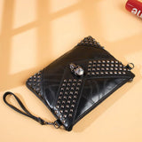 SKULL RIVET LARGE CAPACITY CLIP BAG CLUTCH BAG_CWAB1470