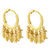 RECTANGULAR COLORED ZIRCON TASSEL EARRINGS_CWAJE1006