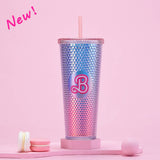 DOUBLE LAYER PORTABLE PLASTIC STRAW DIAMOND CUP_CWMM0978
