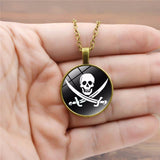 PIRATE SKULL ALLOY GLASS NECKLACE_CWAJE0707