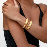 Titanium Steel Open Round Wide Smooth Bracelet_Cwmm3718