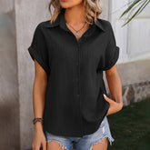 Womens Casual Loose Button Short Sleeved Shirt_Cwtbls0455