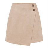 SUEDE IRREGULAR SKIRT HIGH WAIST ZIPPER SKIRT_CWBSS0382