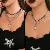 HIP HOP CROSS PENDANT DARK CLAVICLE NECKLACE_CWMM3192