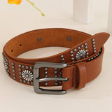 PUNK STYLE METAL FLOWER CLAW NAIL STREET BELT_CWMM3935