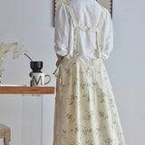 EXTENDED FLORAL PRINT LINEN APRONS WITH POCKETS_CWMM3306
