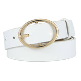Leopard Print Pu Leather Belt With Round Buckle