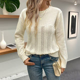 Solid-Color Simple Hollowed-Out Knitted Sweater