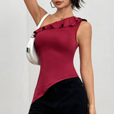 Womens Sexy One-Shoulder Strap Tank Top