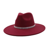 Unisex Wool Fedora Hat Ethnic Flat Brim Style_Cwah04387