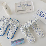 KLEIN BLUE SMILEY BEAR BOW SLIPPERS FOR WOMEN_CWMM2982