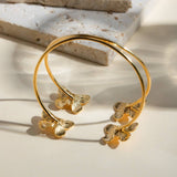 STYLISH 18KGOLD DOUBLE ROUND BUTTERFLY OPEN BANGLE_CWAJE4716