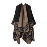 CASHEW FLOWER SHAWL SLIT CAPE DOUBLE SIDED SCARF_CWASC2222