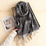 Elegant Camellia Cashmere Feel Tassel Scarf Wrap_Cwasc03244