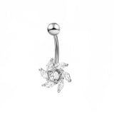 HOT SALE BRASS CZ SNOWFLAKE CLOVER NAVEL RING_CWMM9387