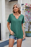 V-Neck Casual Solid Color Short-Sleeved T-Shirt